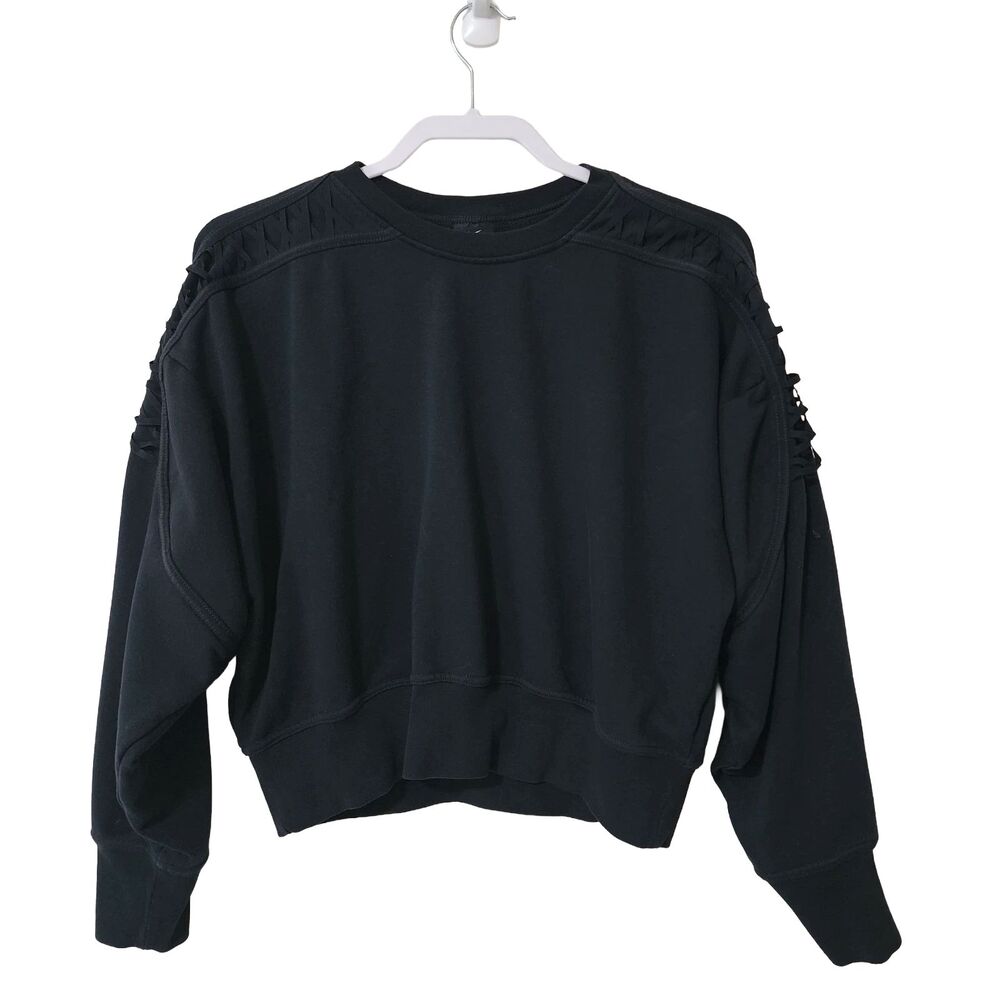 Nike Dri-FIT Cropped Oversized Crewneck Sweatshirt Black Women's M DA0447-010